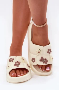 Outlet Boto Piankowe Klapki Z Przypinkami Ecru Redienna Biały