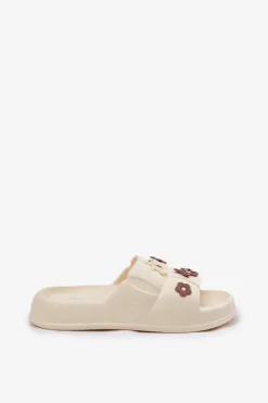Outlet Boto Piankowe Klapki Z Przypinkami Ecru Redienna Biały