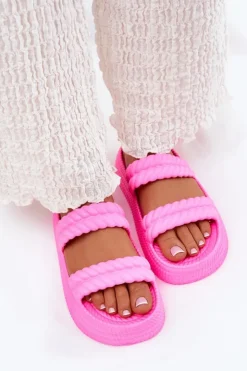 Damskie buty S.Barski Klapki Basenowe|Klapki Na Platformie*Piankowe Lekkie Klapki Damskie Na Platformie S.Barski ZK51-001 Fuksja Różowy