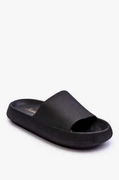 Boto Klapki Basenowe|Klapki Na Platformie*Piankowe Modne Klapki Na Masywnej Platformie Czarne Linnea