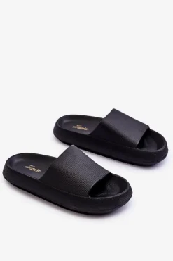 Boto Klapki Basenowe|Klapki Na Platformie*Piankowe Modne Klapki Na Masywnej Platformie Czarne Linnea