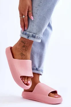 Online Boto Piankowe Modne Klapki Na Masywnej Platformie Różowe Linnea