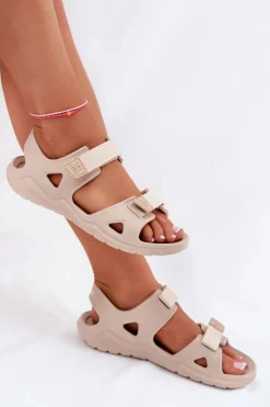 Big Star Shoes Sandały Big Star|Sandały Płaskie*Piankowe Sandały Damskie Na Platformie Big Star RR274A515 Beżowe Beżowy