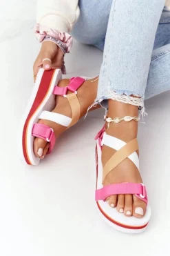 Big Star Shoes Sandały Big Star|Sandały Na Koturnie*Piankowe Sandały Na Koturnie Big Star HH274A083 Różowe