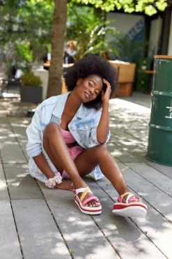 Big Star Shoes Sandały Big Star|Sandały Na Koturnie*Piankowe Sandały Na Koturnie Big Star HH274A083 Różowe