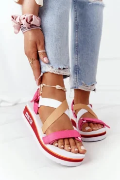 Big Star Shoes Sandały Big Star|Sandały Na Koturnie*Piankowe Sandały Na Koturnie Big Star HH274A083 Różowe