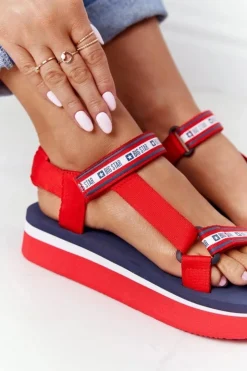Damskie Big Star Shoes Piankowe Sandały Na Platformie Big Star HH274A102 Czerwone