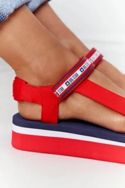 Damskie Big Star Shoes Piankowe Sandały Na Platformie Big Star HH274A102 Czerwone