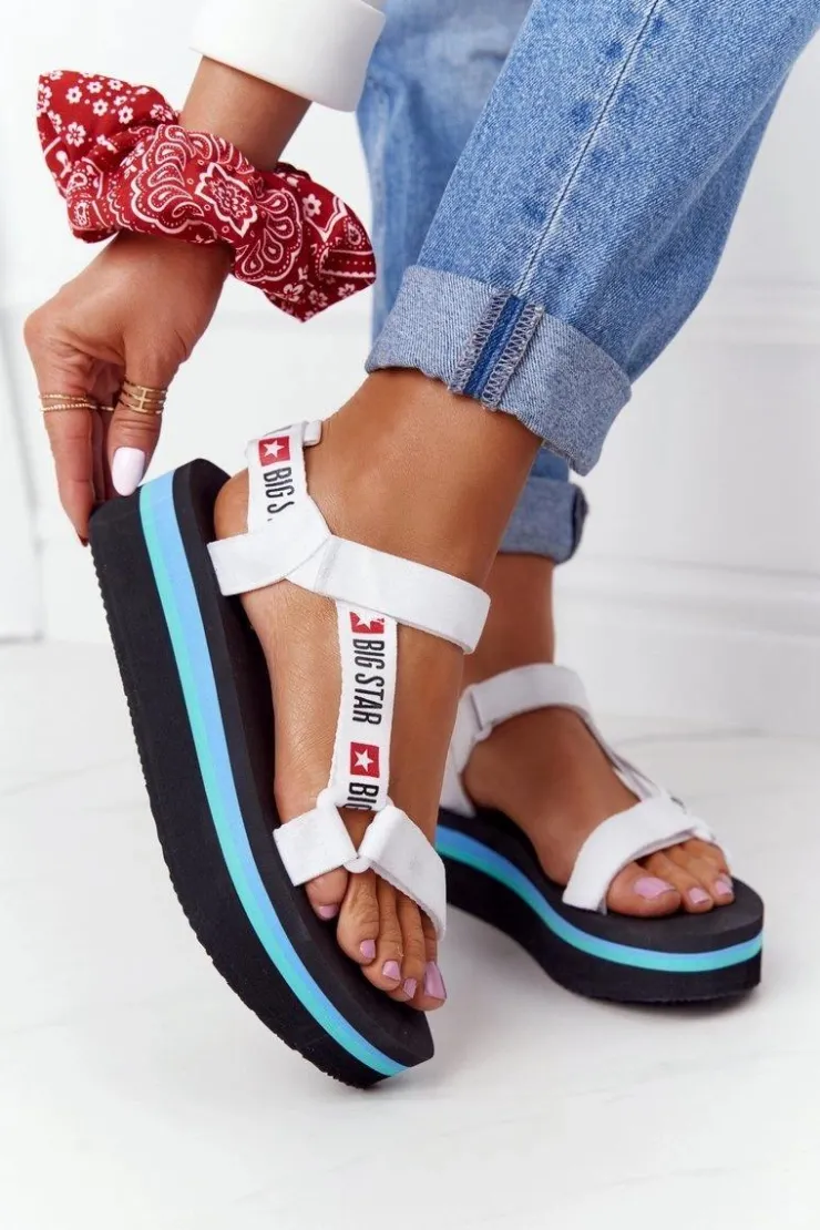 Discount Big Star Shoes Piankowe Sandały Na Platformie Big Star HH274A087 Czarno-Białe