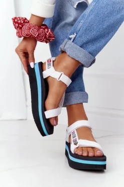 Discount Big Star Shoes Piankowe Sandały Na Platformie Big Star HH274A087 Czarno-Białe