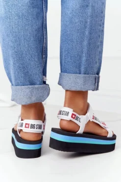 Discount Big Star Shoes Piankowe Sandały Na Platformie Big Star HH274A087 Czarno-Białe