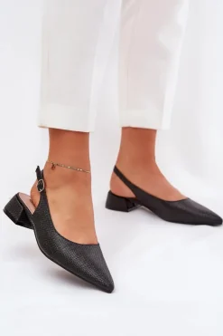 Damskie Boto Plecione Sandały Damskie Na Delikatnym Obcasie Czarne Jorela
