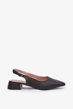 Damskie Boto Plecione Sandały Damskie Na Delikatnym Obcasie Czarne Jorela