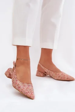 Damskie Boto Plecione Sandały Damskie Na Delikatnym Obcasie Multikolor Jorela