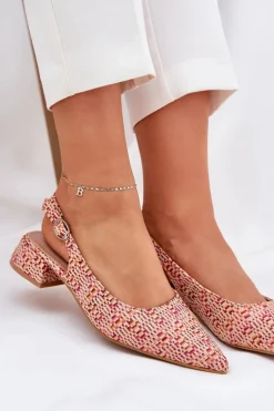 Damskie Boto Plecione Sandały Damskie Na Delikatnym Obcasie Multikolor Jorela