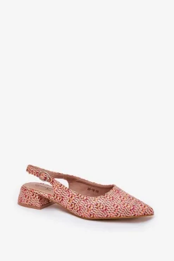 Damskie Boto Plecione Sandały Damskie Na Delikatnym Obcasie Multikolor Jorela