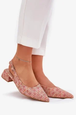 Damskie Boto Plecione Sandały Damskie Na Delikatnym Obcasie Multikolor Jorela