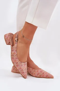 Damskie Boto Plecione Sandały Damskie Na Delikatnym Obcasie Multikolor Jorela