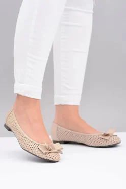 Boto Baleriny Skórzane|Baleriny Klasyczne*Polskie Skórzane Ażurowe Balerinki Kokarda Marianna