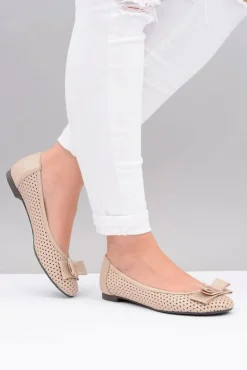 Boto Baleriny Skórzane|Baleriny Klasyczne*Polskie Skórzane Ażurowe Balerinki Kokarda Marianna