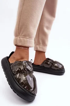 Big Star Shoes Połyskujące Kapcie Damskie Czarne Big Star MM274130 Czarny