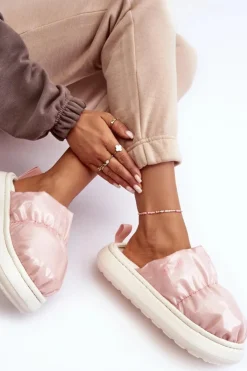 Big Star Shoes Kapcie Klasyczne*Połyskujące Kapcie Damskie Różowe Big Star MM274129 Różowy