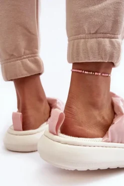 Big Star Shoes Kapcie Klasyczne*Połyskujące Kapcie Damskie Różowe Big Star MM274129 Różowy