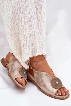 Damskie Damskie buty S.Barski Połyskujące Sandały Damskie Ozdobnym Detalem S.Barski KV51-012 Różowe Złoto