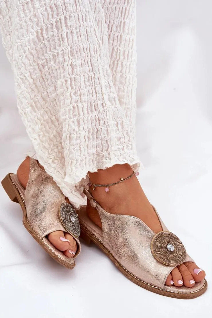 Damskie Damskie buty S.Barski Połyskujące Sandały Damskie Ozdobnym Detalem S.Barski KV51-012 Różowe Złoto