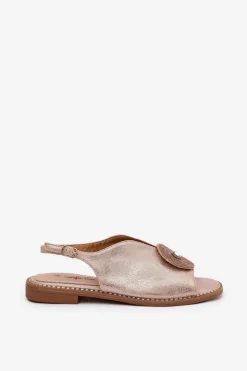 Damskie Damskie buty S.Barski Połyskujące Sandały Damskie Ozdobnym Detalem S.Barski KV51-012 Różowe Złoto