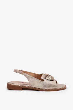 Sale Damskie buty S.Barski Połyskujące Sandały Damskie Z Ozdobą S.Barski KV51-006 Złote Złoty