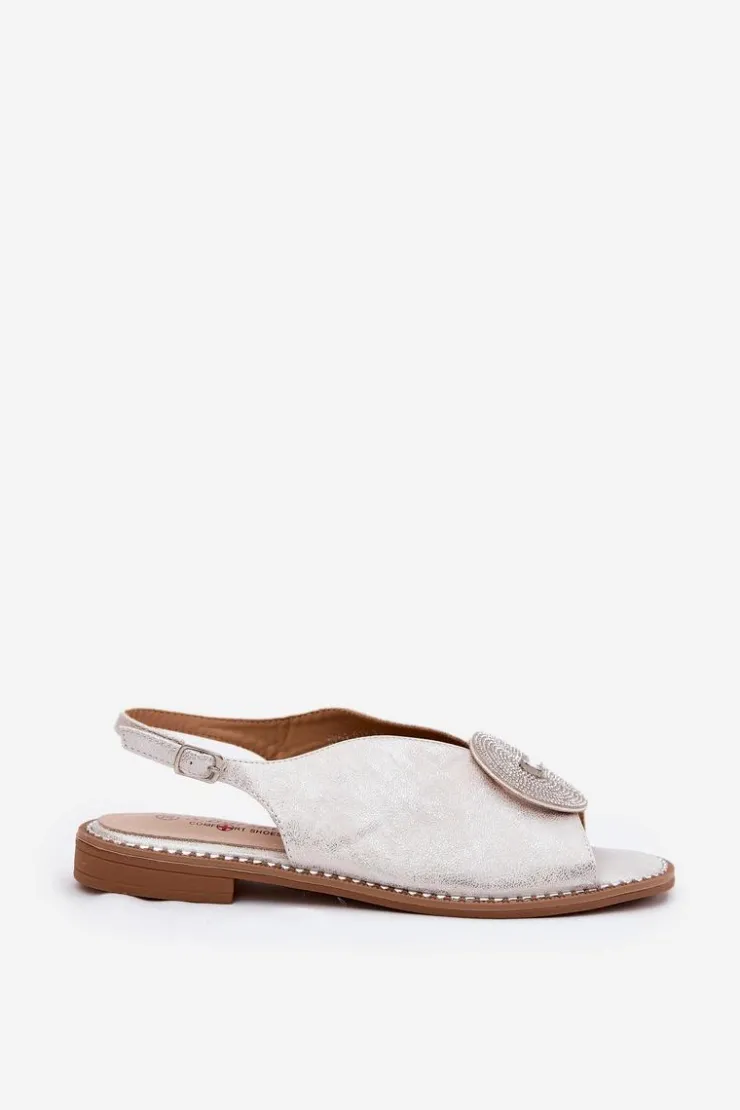 Damskie Damskie buty S.Barski Połyskujące Sandały Damskie Ozdobnym Detalem S.Barski KV51-012 Srebrne