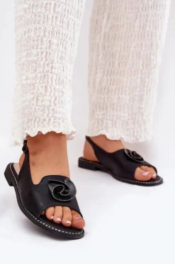 Damskie Damskie buty S.Barski Połyskujące Sandały Damskie Z Ozdobą S.Barski KV51-006 Czarne