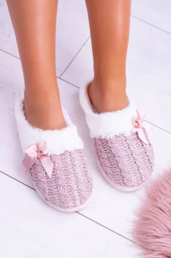 Buty damskie Vinceza Kapcie Klasyczne|Klapki Z Futerkiem*Różowe Damskie Papcie Domowe Klapki Z Futerkiem Dezi