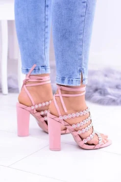 Sale Boto Różowe Damskie Sandały na Słupku Ysmira