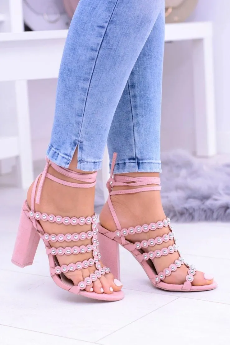 Sale Boto Różowe Damskie Sandały na Słupku Ysmira