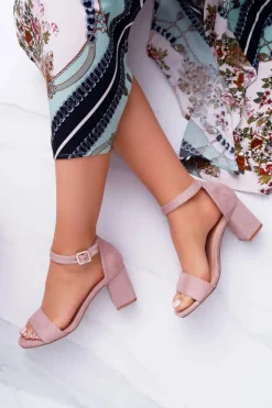 Buty damskie Vinceza Sandały Na Obcasie*Różowe Damskie Sandały Na Słupku Zamsz NewGenua