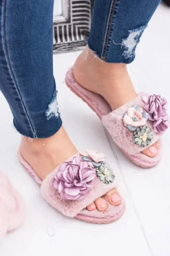 Damskie Boto Różowe Klapki Damskie Z Kwiatkami Lu Boo Bouquet
