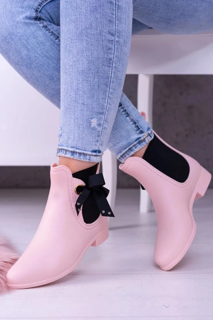 Boto Kalosze Damskie*Różowe Matowe Damskie Kalosze Sztyblety Someday