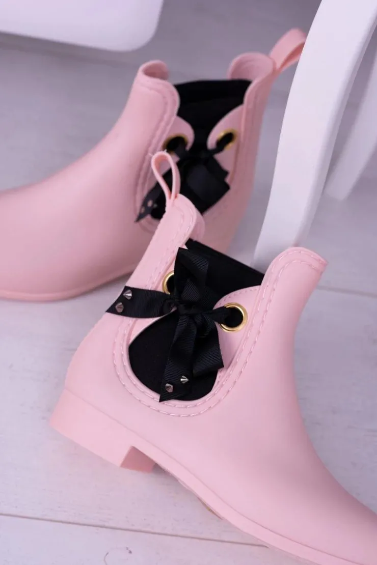 Boto Kalosze Damskie*Różowe Matowe Damskie Kalosze Sztyblety Someday