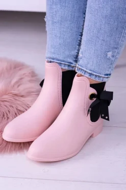 Boto Kalosze Damskie*Różowe Matowe Damskie Kalosze Sztyblety Someday