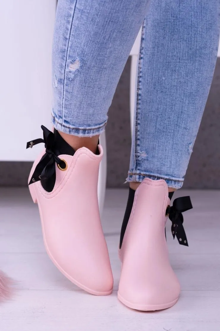 Boto Kalosze Damskie*Różowe Matowe Damskie Kalosze Sztyblety Someday