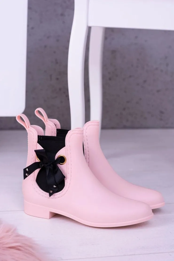 Boto Kalosze Damskie*Różowe Matowe Damskie Kalosze Sztyblety Someday