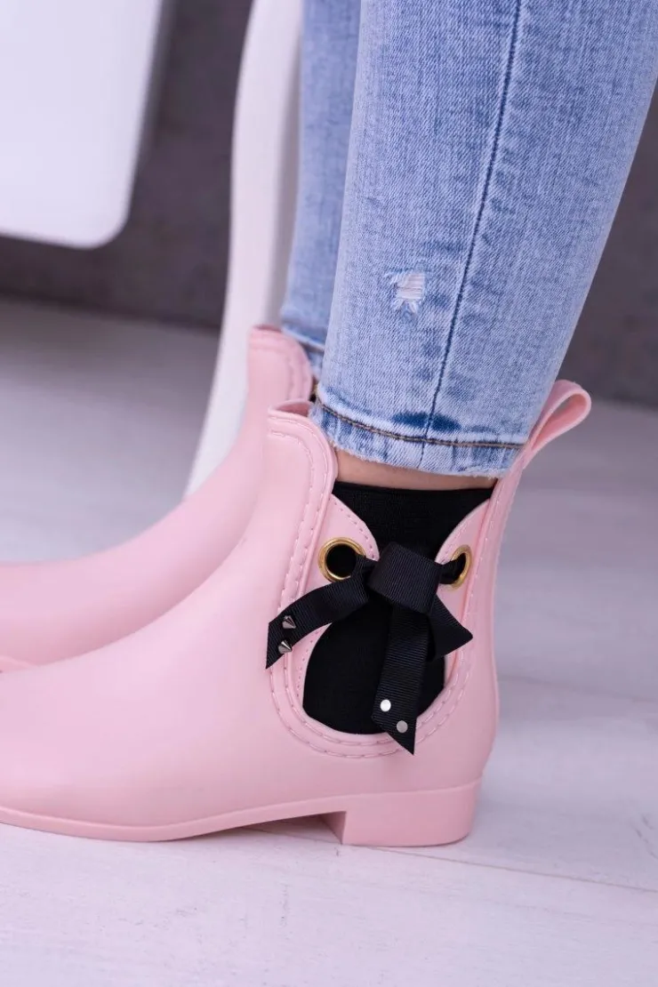 Boto Kalosze Damskie*Różowe Matowe Damskie Kalosze Sztyblety Someday