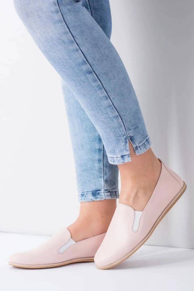 Damskie Boto Różowe Pastelowe Baleriny Damskie Skóra Fresca