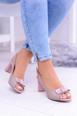 Best Boto Różowe Sandały na Słupku Maresgo