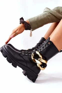 Damskie Damskie buty S.Barski S. Barski Damskie Botki Trapery Czarne Jensen