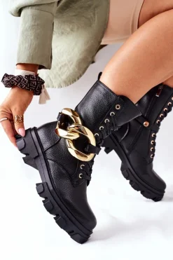 Damskie Damskie buty S.Barski S. Barski Damskie Botki Trapery Czarne Jensen