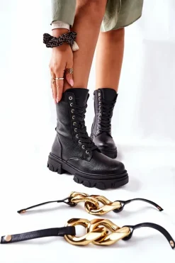 Damskie Damskie buty S.Barski S. Barski Damskie Botki Trapery Czarne Jensen