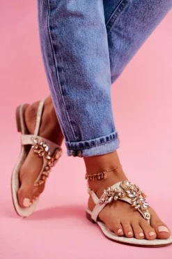 Damskie Boto Sandałki Damskie Eleganckie Japonki Kryształki Under Control